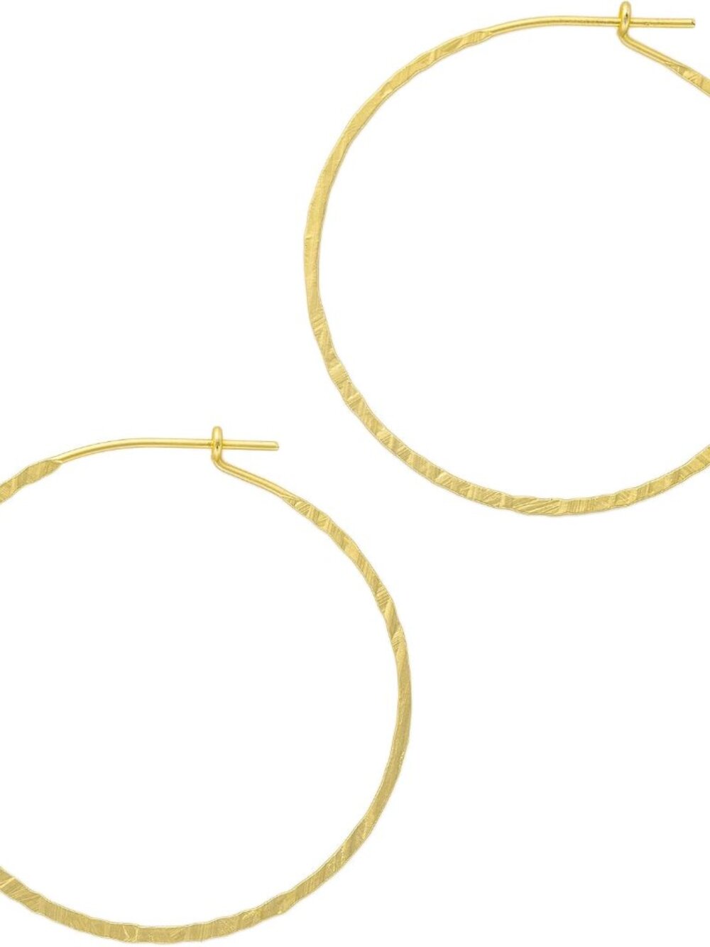 14K Gold or Silver Plated Wired Boho Hammered Open Round Hypoallergenic Hoops